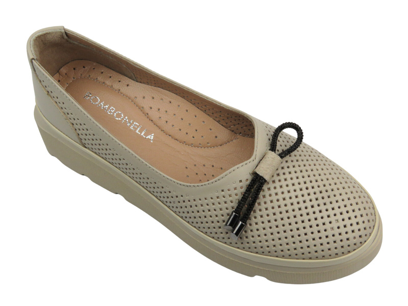 Eleganckie półbuty damskie ze skóry naturalnej - Bombonella 773.1911, beżowe