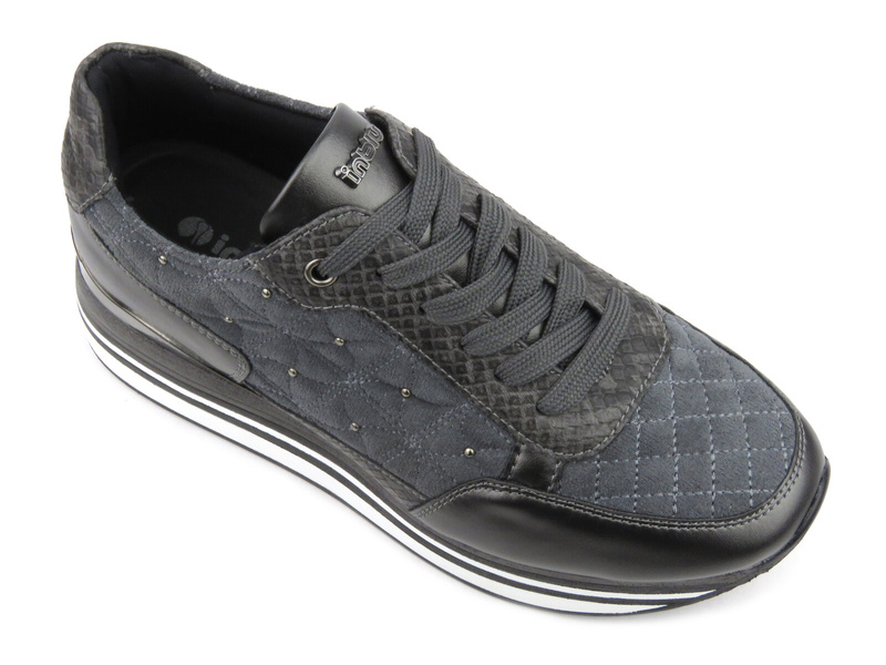 Sneakersy damskie na platformie - INBLU IN001316, szare