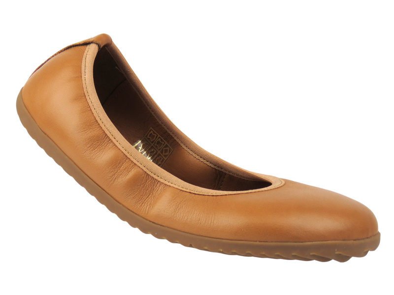 Barefoot skórzane minimalistyczne baleriny damskie Nika Komfort 14506, brązowe