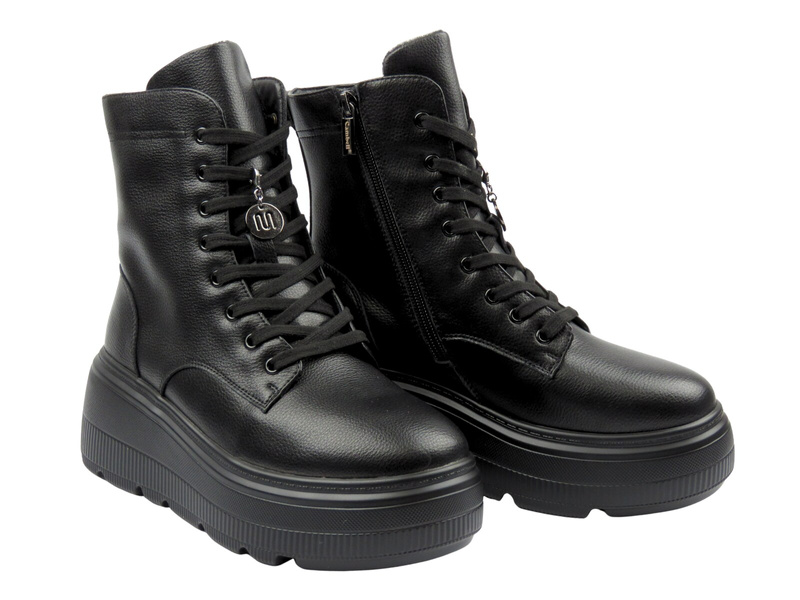 Skórzane botki damskie czarne Cambell 25-19350