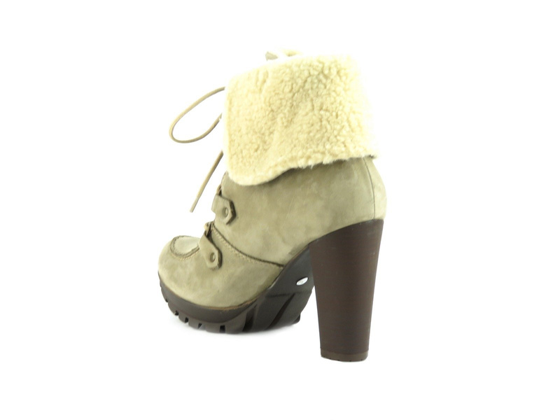 Ciepłe botki damskie na słupku - Best-But 564, cappuccino