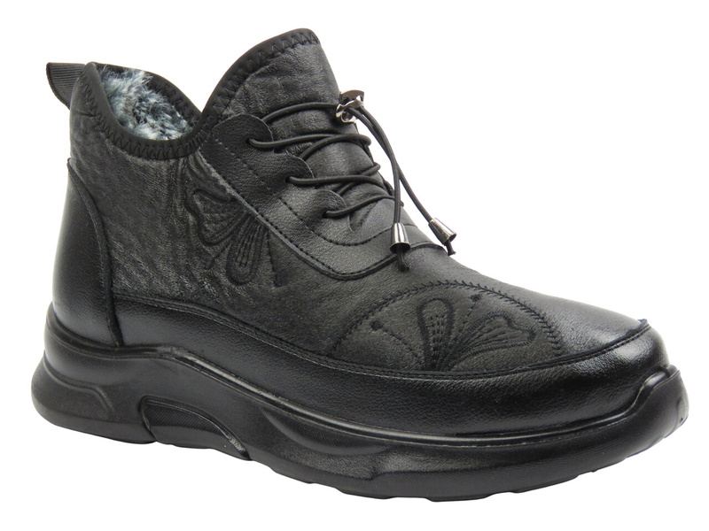 Ocieplane botki damskie - Potocki 25-16355, czarne