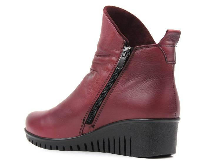 Botki damskie na dwa suwaki - COMFORTABEL 962319, bordowe
