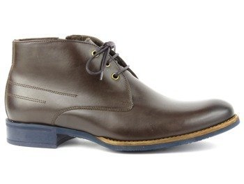 Trzewiki męskie z ociepleniem - Conhpol 4975, ciemny brąz