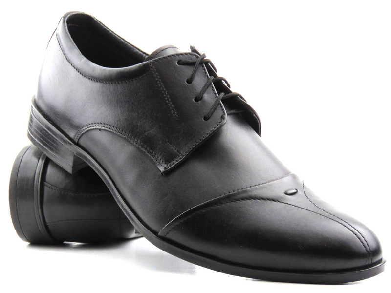 Półbuty męskie ze skóry - Moskała A113, czarne