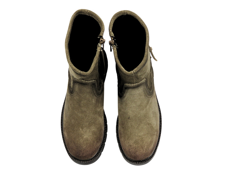 Ocieplane Botki Damskie - Potocki 25-96307 Khaki Na Zamek