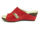 Skórzane klapki damskie na koturnie - Helios Komfort 218, czerwone