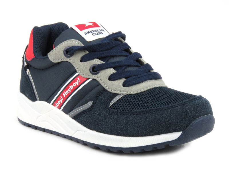 Sneakersy dziecięce sznurowane - AMERICAN CLUB ES 03/21, granatowe