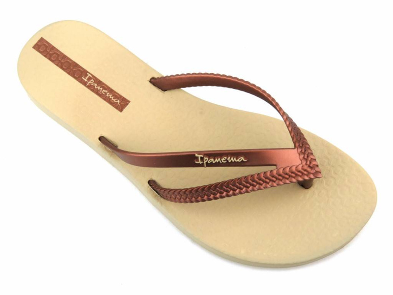 Japonki damskie basenowe - IPANEMA 82067, beżowo-miedziane