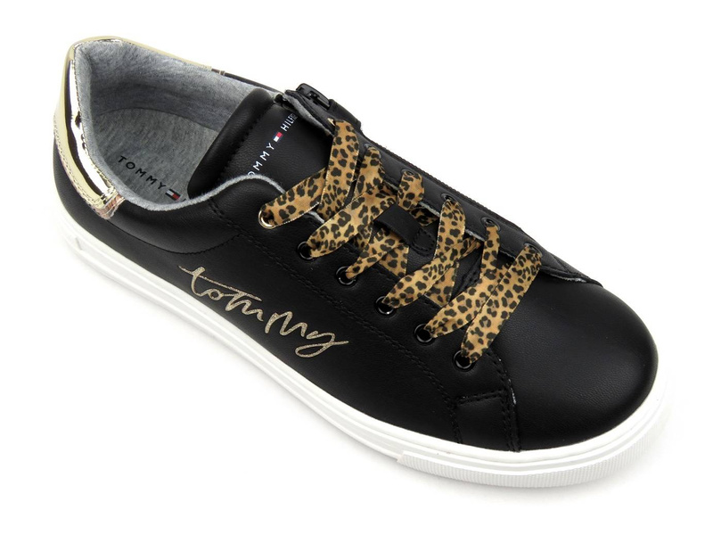 Buty sportowe, sneakersy damskie - TOMMY HILFIGER T3A4-31164-1242X208, czarne z panterką