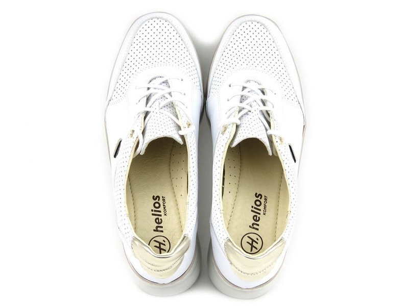 Miękkie, wygodne półbuty damskie ze skóry - HELIOS Komfort 386, białe