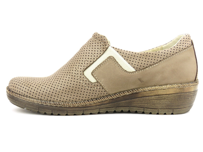 Wygodne półbuty damskie ze skóry Helios Komfort 329-2, beżowe