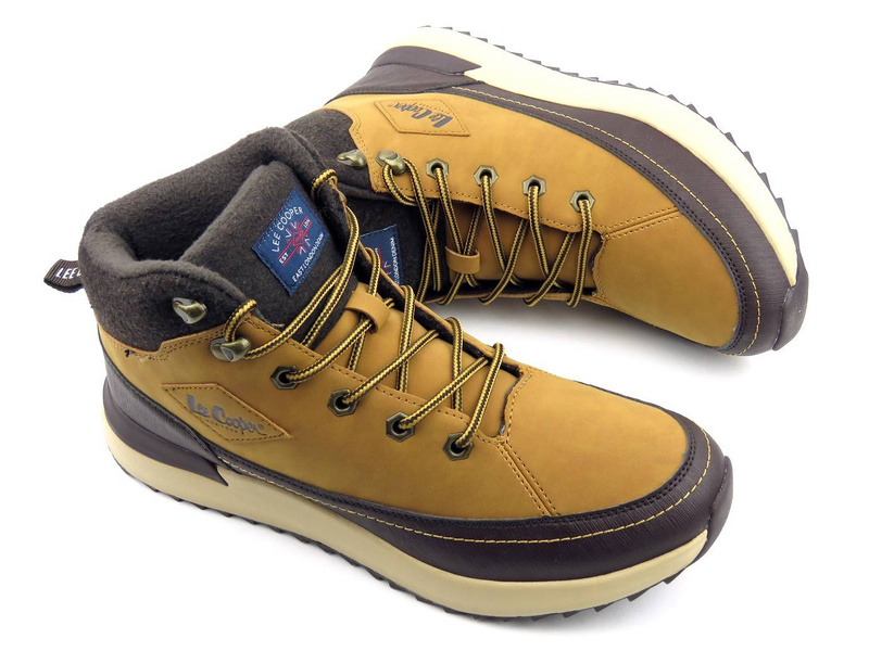 Ciepłe trzewiki męskie na grubej podeszwie - LEE COOPER LCJ-21-01-0534M, brązowe