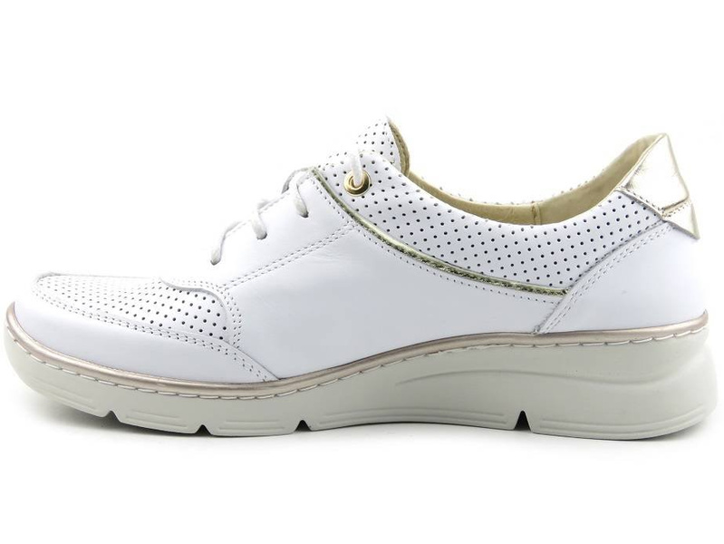 Miękkie, wygodne półbuty damskie ze skóry - HELIOS Komfort 386, białe