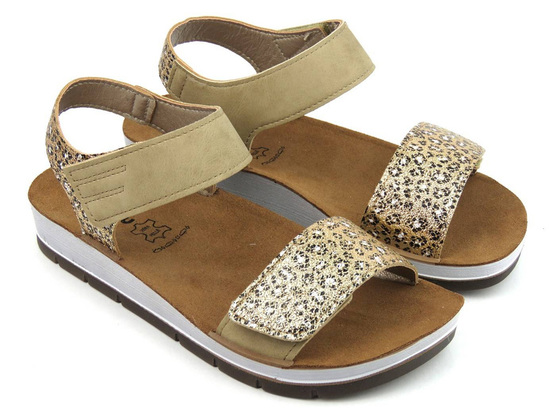 Sandały damskie z panterką - INBLU CP-28, piaskowe