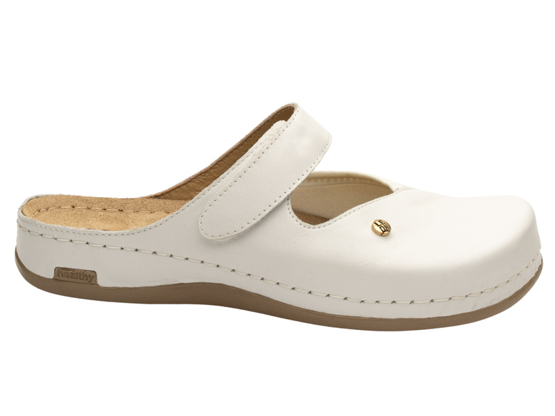 Skórzane Klapki Damskie Leon 953 białe