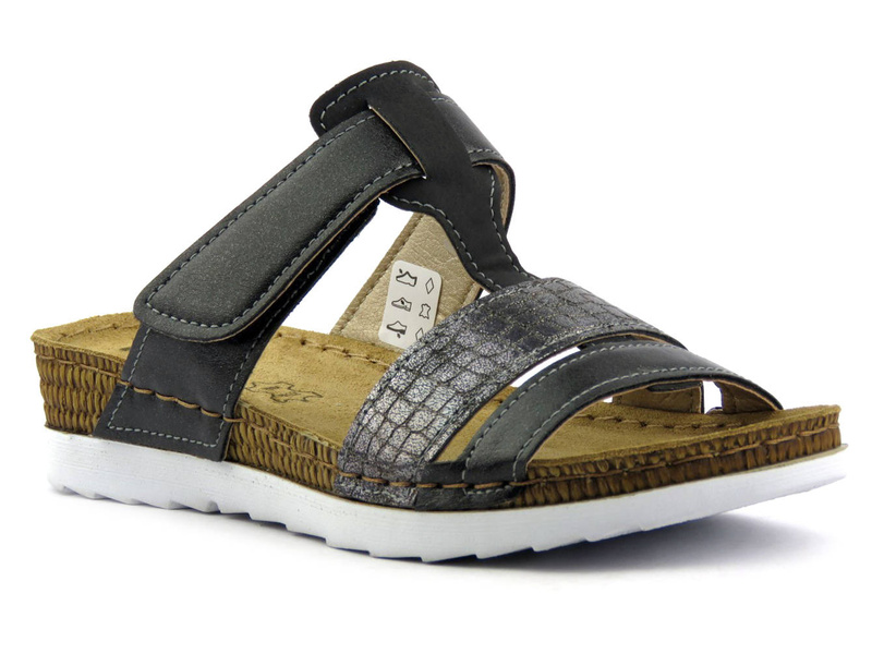 Wygodne klapki damskie na rzep - INBLU OF-28, czarne