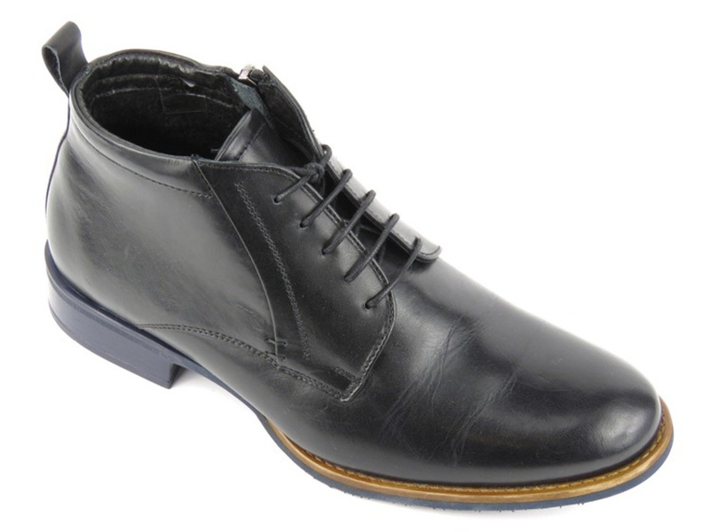 Eleganckie trzewiki męskie z polarem - Conhpol 4974, czarne