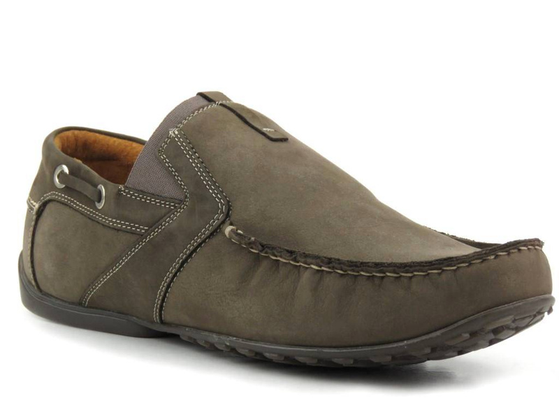 Skórzane mokasyny męskie - NIK 0358, brązowe