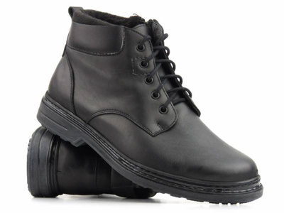 Ciepłe trzewiki męskie z wełną - Helios Komfort 811, czarne