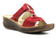 Skórzane klapki damskie z regulacją szerokości - HELIOS Komfort 797, czerwone
