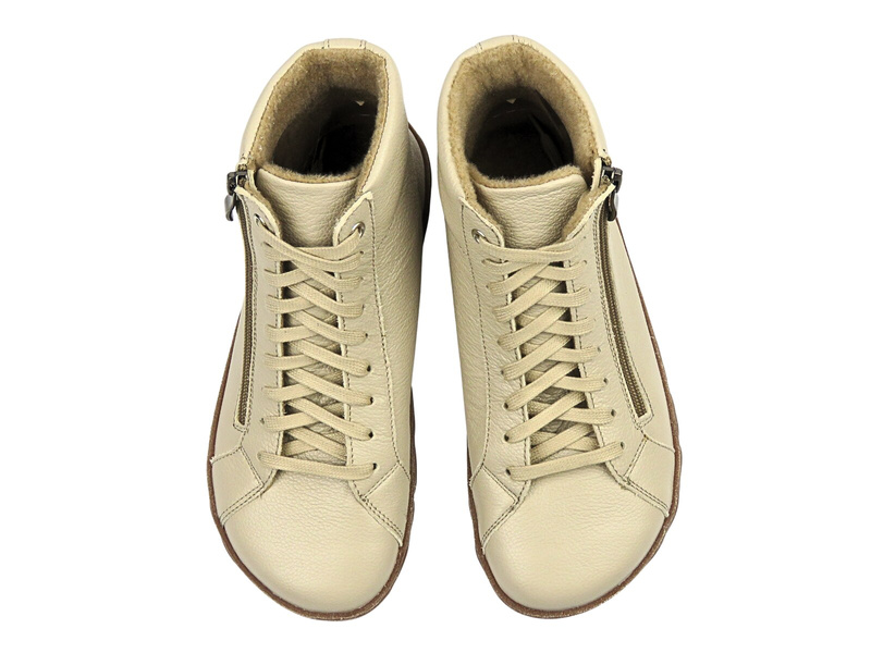 Barefoot skórzane minimalistyczne botki damskie beżowe Nika Komfort 1443