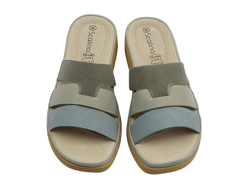 Klapki damskie niebieskie Scalina 834369 Modny desing