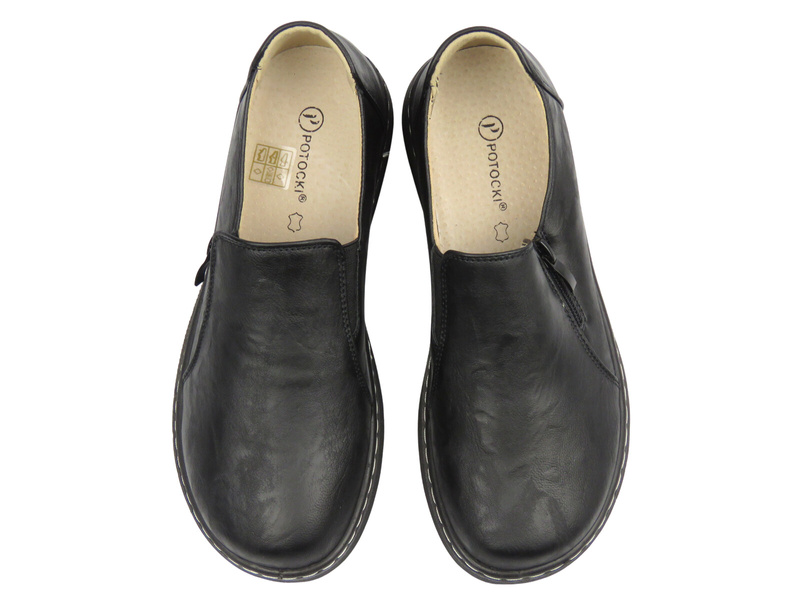 Wsuwane półbuty damskie Potocki 25-90352, czarne