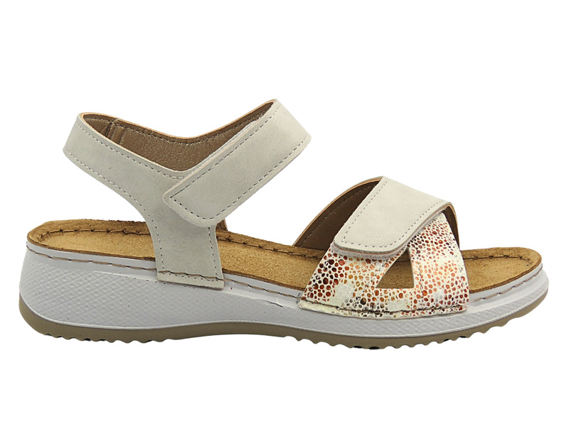 Sandały damskie na rzepy beżowe INBLU SD-02