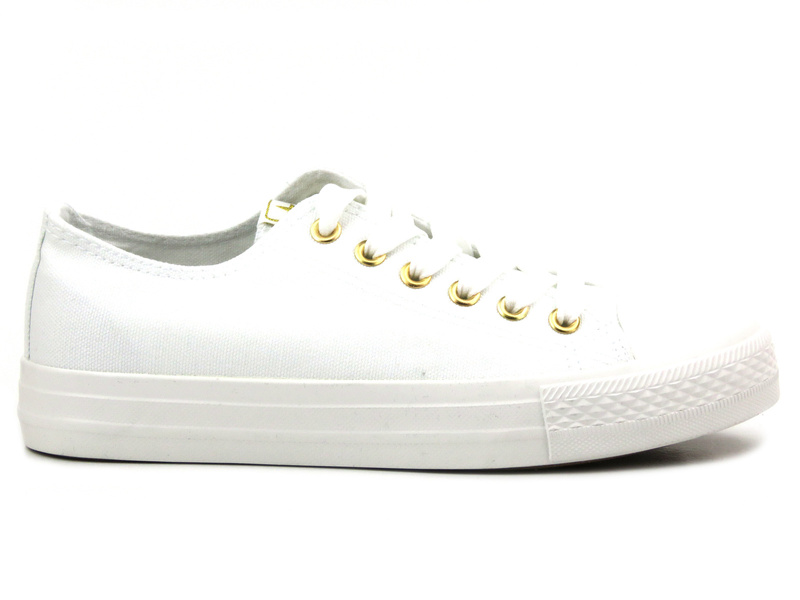 Jednolite, białe trampki damskie - NEWS 9SP30-1141, białe