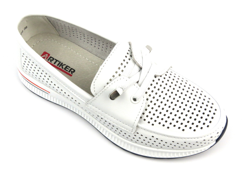 Ażurowe półbuty damskie - Artiker 52C1889, biały