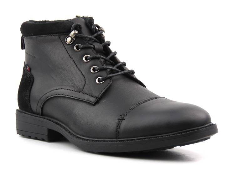 Eleganckie trzewiki męskie ze skóry naturalnej - AMERICAN CLUB CY67/22, czarne