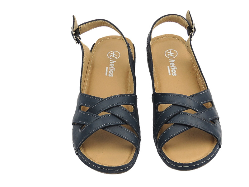 Skórzane sandały damskie granatowe Helios Komfort 134