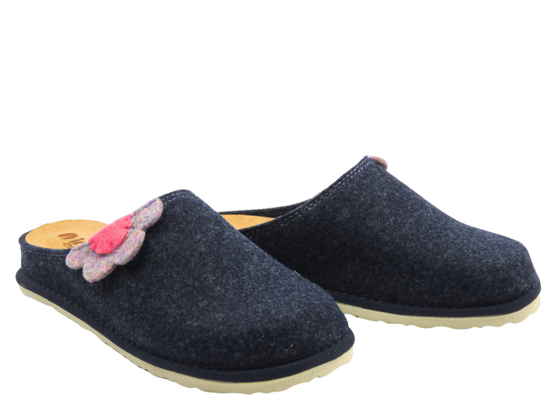 Kapcie damskie filcowe skóra naturalna Inblu CS-43 Granatowe