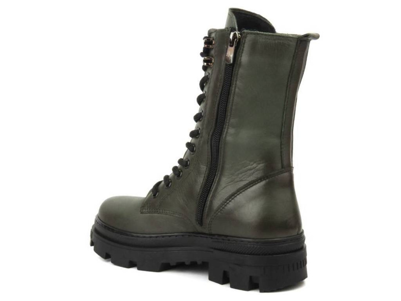 Trapery damskie skórzane  - VACARRO 493, khaki