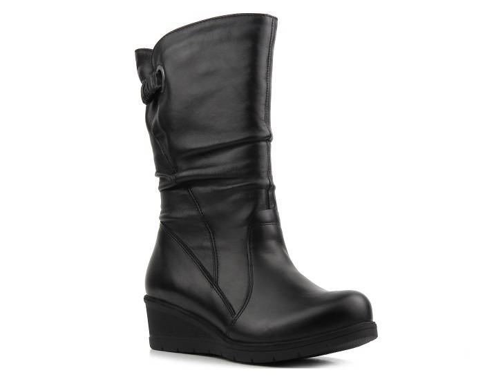 Kozaki damskie na koturnie - AXEL 4466, czarne