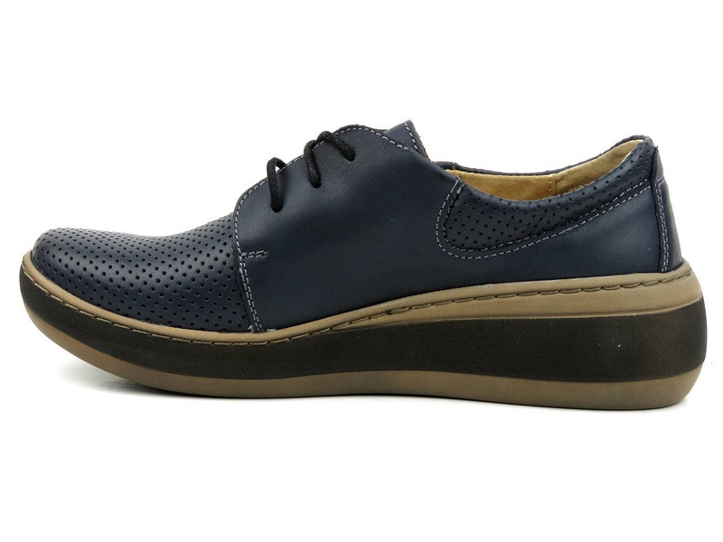 Wygodne półbuty damskie na grubej podeszwie - Helios Komfort 328S, granatowe