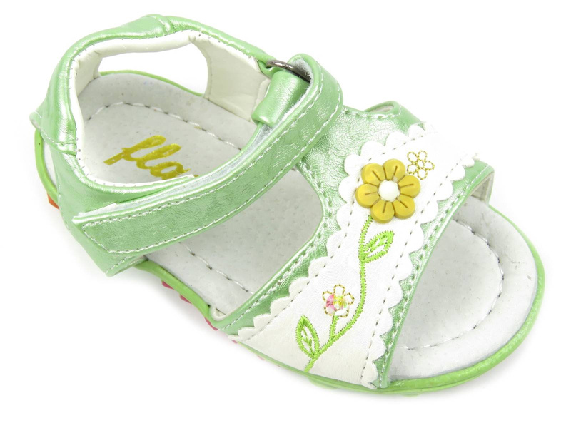 Sandały dziecięce ze skórzaną wkładką - FLAMI 616-86612C, zielone