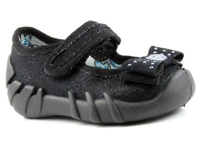 Miękkie kapcie dziecięce z kokardką - BEFADO 109P146, czarne