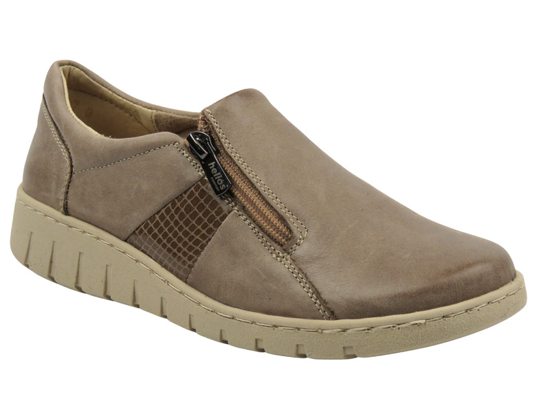 Skórzane półbuty damskie wsuwane beżowe Helios Komfort 454