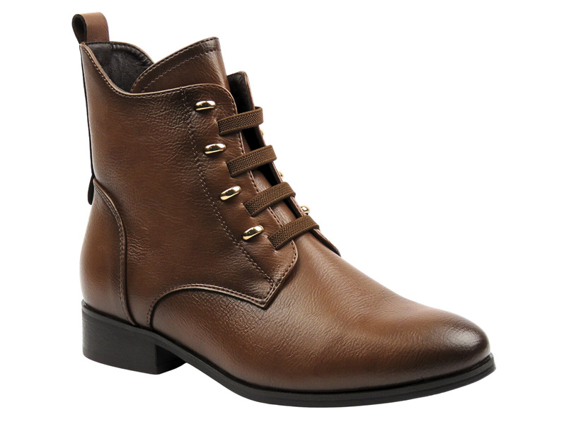 Ocieplane botki damskie brązowe - Potocki 25-12665