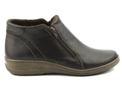 Lekkie, elastyczne botki damskie ze skóry - HELIOS Komfort 642, brązowe