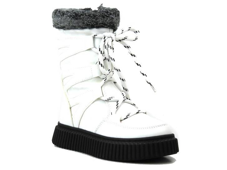 Cieplutkie kozaczki dziecięce na suwak - Navy Dot 22-61069, białe II Gatunek