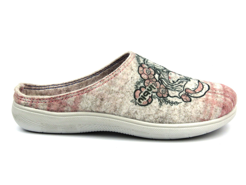 Kapcie damskie, dziewczęce z miękką wkładką - INBLU TIGRE BS-61, beżowo-różowe