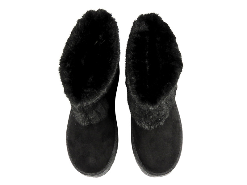 Stylowe botki damskie z futerkiem News 24BT30‑8020, czarne
