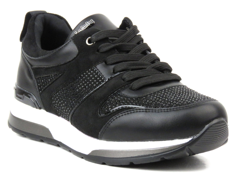 Sneakersy damskie ze skóry ekologicznej - INBLU IN-1303, czarne