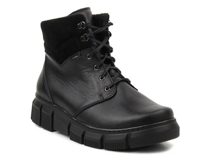 Skórzane trzewiki damskie - AXEL 4482, czarne