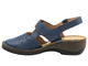 Skórzane sandały damskie na koturnie granatowe Helios Komfort 150