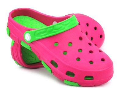 Piankowe klapki dziecięce clogsy - Realpaks PF-401, PF-402, różowo-zielone