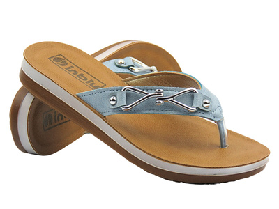 Japonki damskie ze zdobieniami- INBLU ZO-12, niebieskie